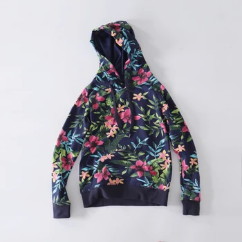 

Spring women's sweatshirt casual flower print hooded sweatshirt