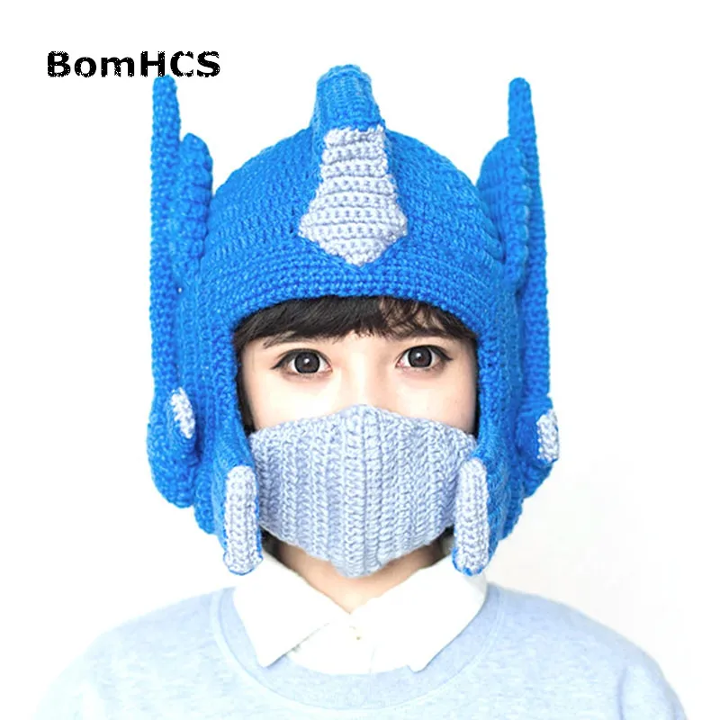 

BomHCS Cool Funny Helmet Beanie Winter Warm 100% Handmade Knit Hats Movie Periphery (S for Child, L for Adult）