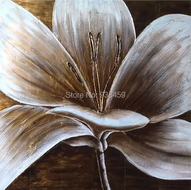 

Artistic Hand Painting Calligraphy Home Decor Flower Canvas Oil Painting Modern Abstract Silver Flower Canvas Artwork 75x75cm