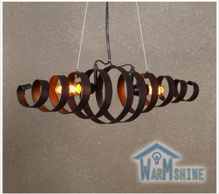 2016 Loft retro Pendant Lights personality simple creative living room restaurant cafe bar aisle spiral wrought iron lamp