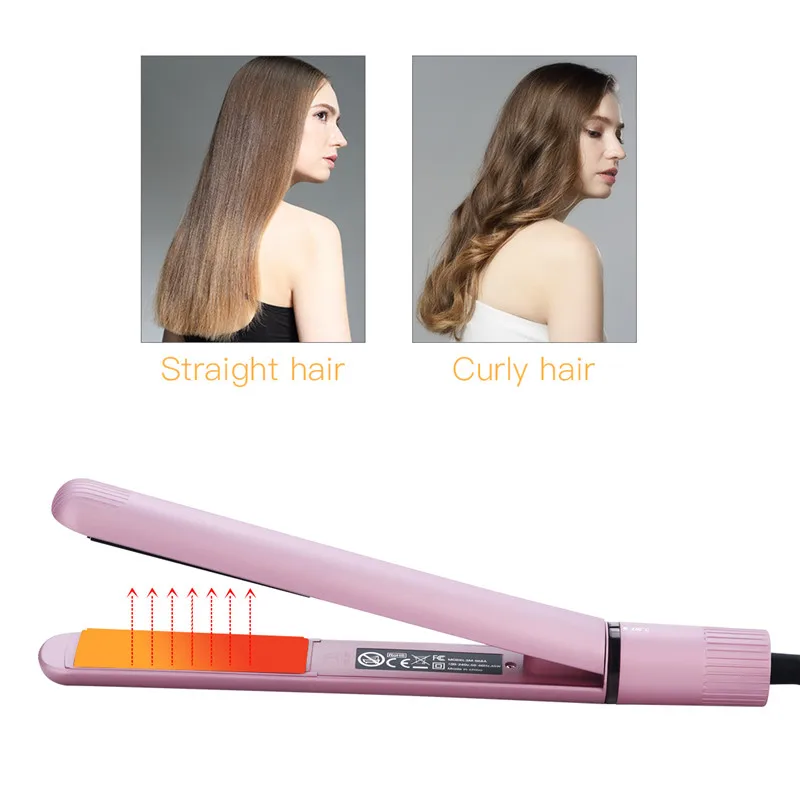 

2in1 Ceramic Hair Straightener Curler 3D Floating Plate Negative Inoic Flat Iron LED Hair Curling Straightening Styling Tool PJ