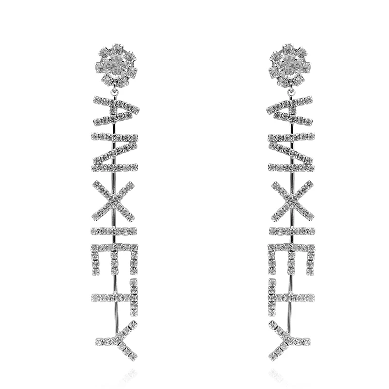 

European and American style letters hipster earrings exaggerated long earrings female temperament simple ear