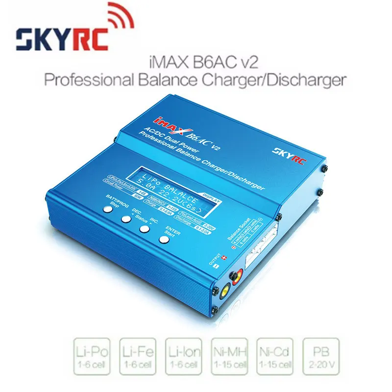 SKYRC iMAX B6AC V2 Balance Charger 6A 50W AC/DC Lipo NiMH Pb Discharger with Adapter LCD Display for RC helicopter airplane Car | Игрушки и