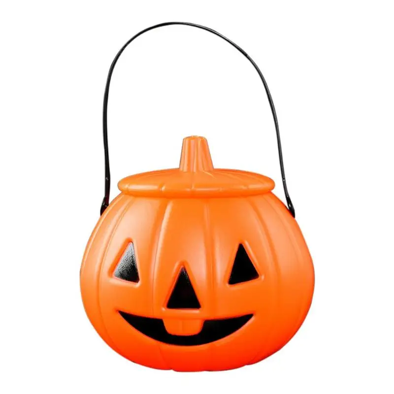 

DIY Halloween Portable Pumpkin Bucket Children Candy Pail Holder Barrel with Lid Party Gifts Decorations Hallloween Candy Holder