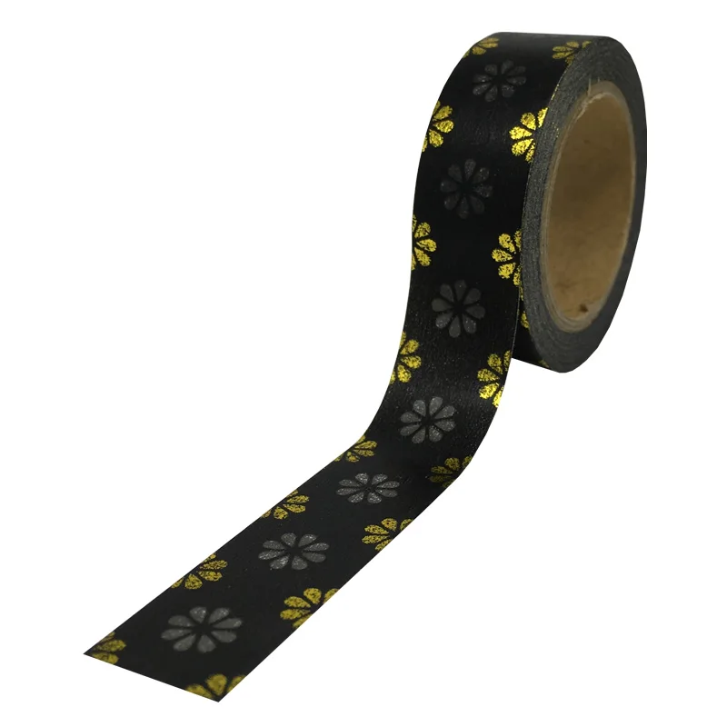 Black stamping gold flower printing washi paper tapes photo album decor
