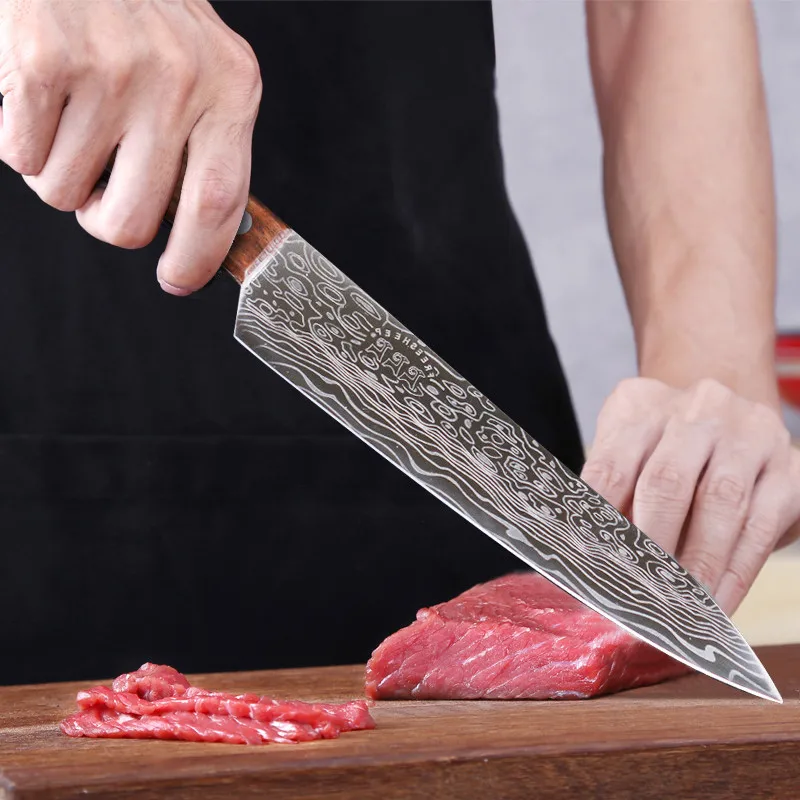 

Chef Knives Stainless steel 9" inch 10" inch Japanese Kitchen Knife Imitation Damascus Sanding Laser Knife High Quality
