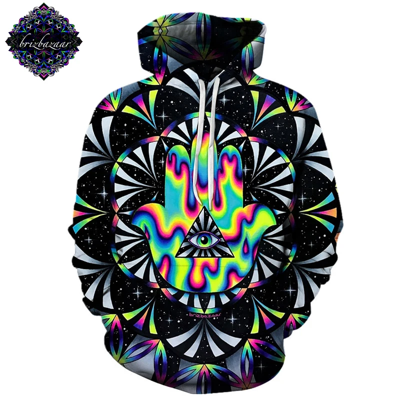 Billige Trippy hamsa Durch Brizbazaar Kunst 3D Hoodies Männer Hoodie Herbst Sweatshirt Unisex Pullover Neuheit Hoodie Männliche Trainingsanzug Marke Mantel