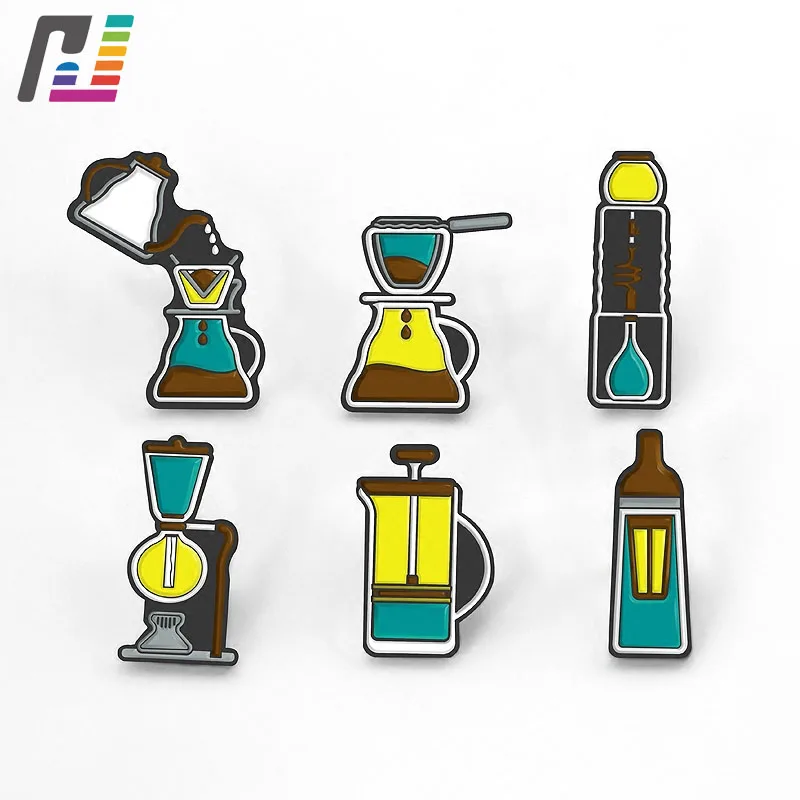 

Hand Punch Pot Aero Press Chemex Filter Bowl Coffee Enamel Pins Brooche Collar Pin Bag Hat Decoration Jewelry Buy at Least 50PCS