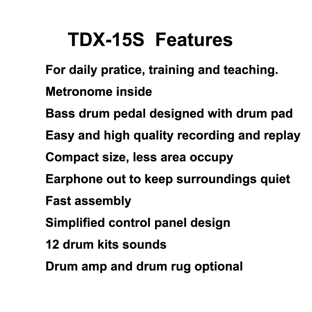 TDX-15S электронная барабанная установка комплект ударных музыкальных инструментов встроенный метроном 12 групп барабанных тонов 43 группы аккомпанемент