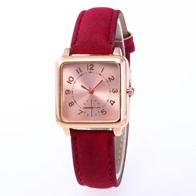 Montre femme, Лидирующий бренд, женские часы-браслет, наручные часы с кожаными кристаллами, женская одежда, женские кварцевые часы, Прямая поставка - Цвет: Красный