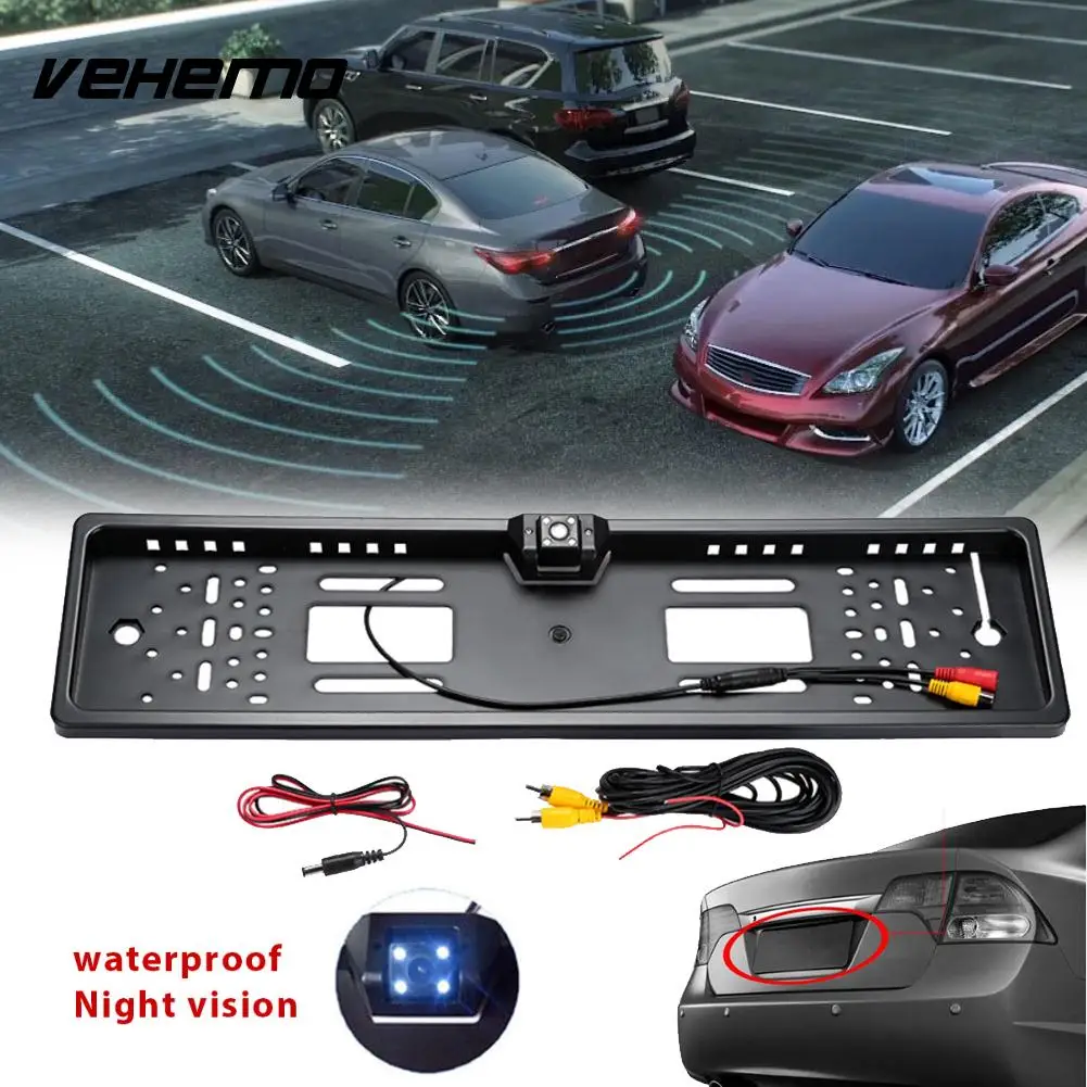 

Vehemo EU Car License Plate Frame Parking Camera Video Car Rear View Camera Durable Parking Kit Reverse Backup Cam Recorder