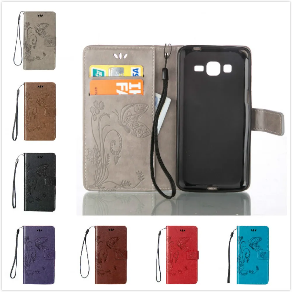 

PU Leather case for Samsung Galaxy Grand Prime Case G530 G530H G531 G531H G531F Wallet Case 3D Butterfly Relief Flower Patterns