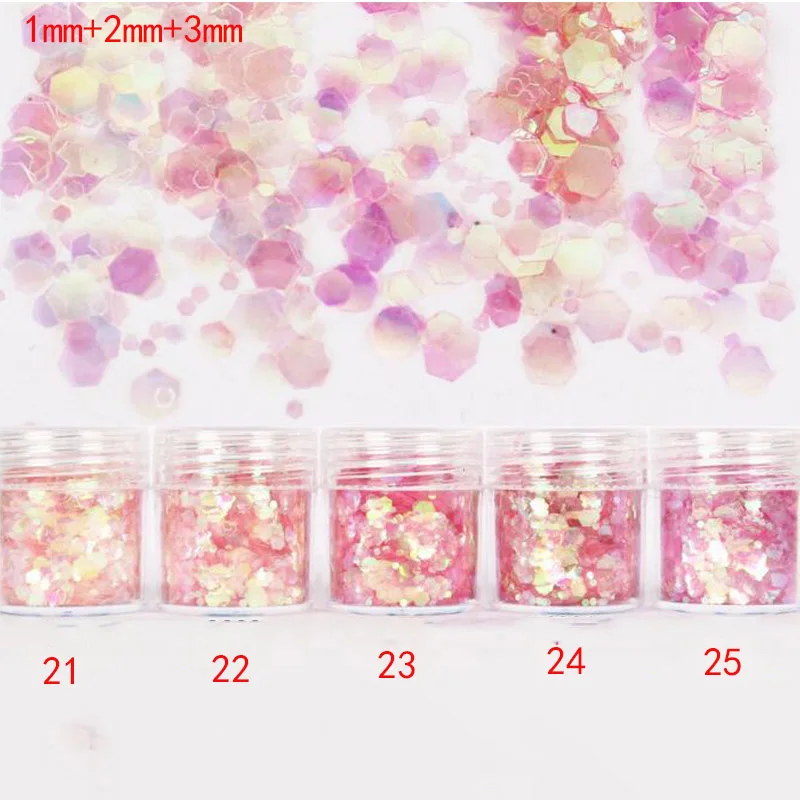 

Nail Art 1mm,2mm,3mm Mixed Sequins Holo Gradient Pink Makeup Glitter Powder For Nail Art Powder Dust Manicure Nail Gel Glitter