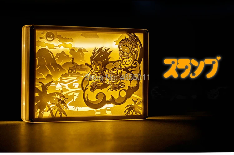 S. orange креативный 3D Аниме DIY DRAGON BALL Young Goku& Alrale Настольный светильник светодиодный ночник резьба бумажный светильник ing подарки