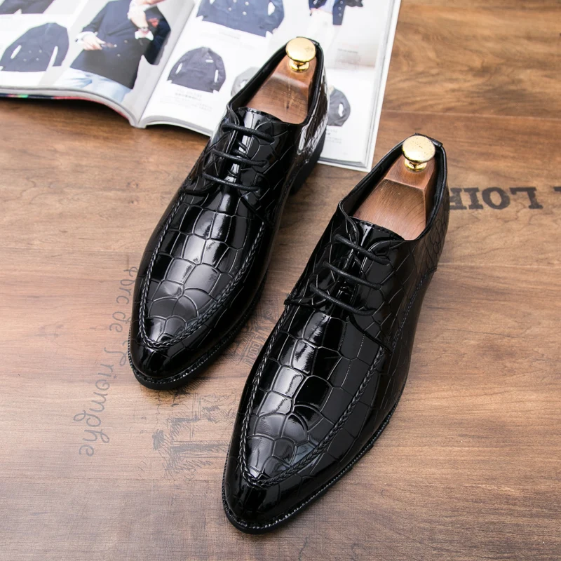 snake skin patent leather formal luxury italian brand glossy dress party cool designer male footwear brogue oxford shoes for men (25)