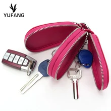 Yufang крокодиловая сумка для ключей из натуральной коровьей кожи, кошелек для ключей, двойная молния, для мужчин и женщин, многофункциональный автомобильный ключ, пакет, пять цветов