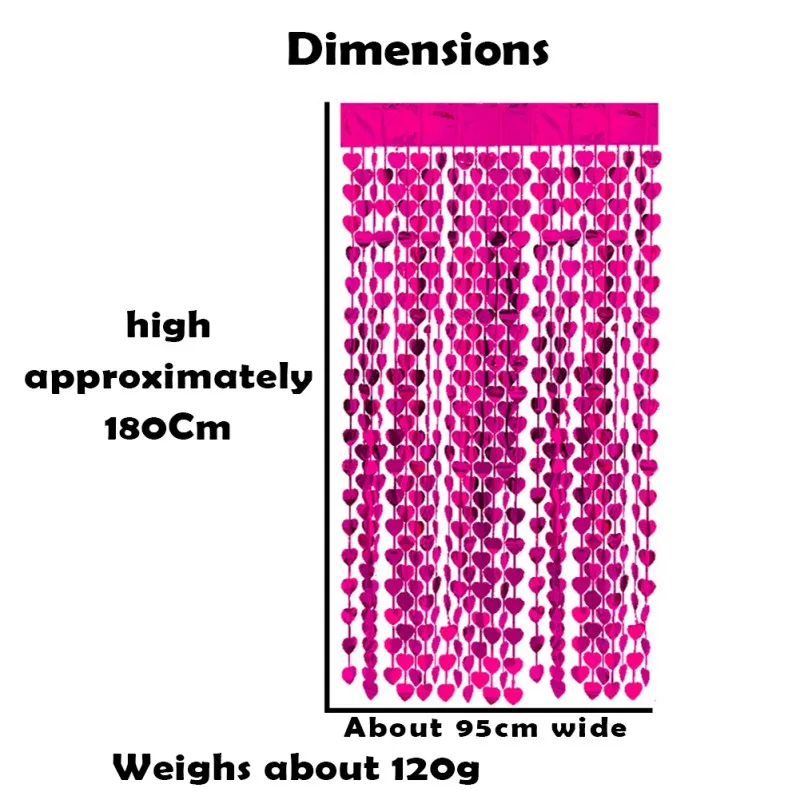 Сердце форма разделитель занавесок отвесный балдахин фестиваль вечерние принадлежности пвх занавески с блестками интерьер декоративные DIY свадебные принадлежности - Цвет: Rose Red