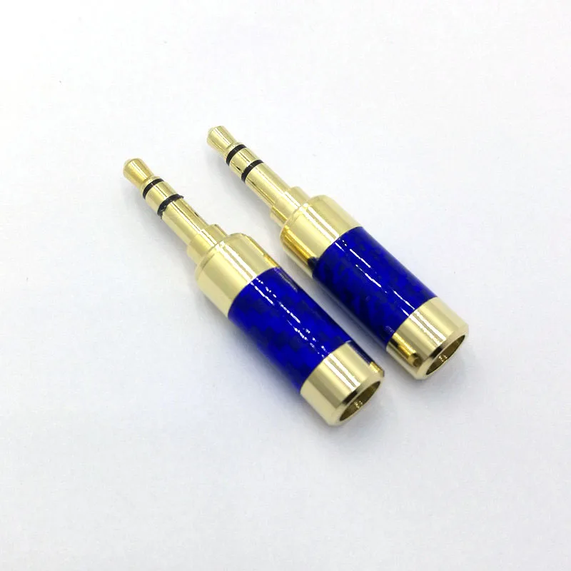 Углеродное волокно адаптер аудиоразъема 3,5 мм 3 полюс стерео штекер позолоченный Проволочный припой разъем для кабеля 6 мм - Цвет: Carbon 3.5mm Blue