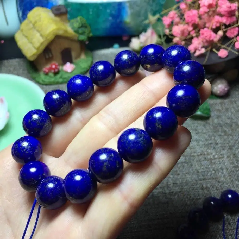 

100% 12mm Natural Royal Blue Lapis Round Bracelets Lazuli Gemstone Crystal Stretch Round Bead Bracelet Aaaaa Drop Shipping