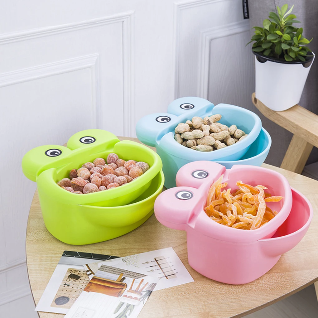 Hot Lazy Fruit Dish Snacks Nut Melon Seeds Bowl Double Layer PP Candy Plate Peels Shells Storage Tray | Дом и сад