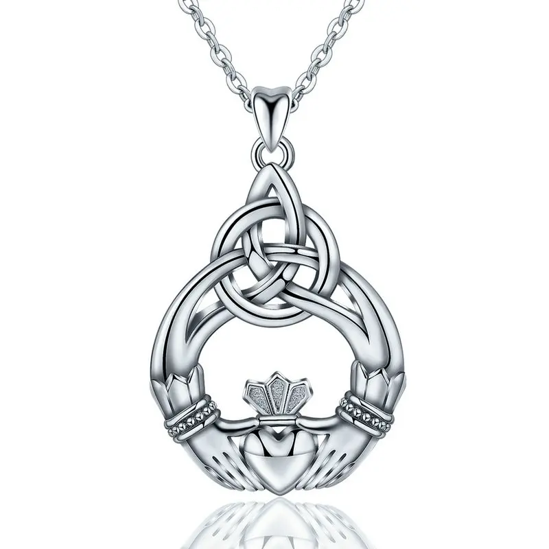 Eudora,, 925 пробы, серебряное ожерелье, кельтский узел, Клэдда, подвески с шармами, ожерелья для женщин, модное ювелирное изделие, подарок-сюрприз, D189 - Окраска металла: pendant add chain