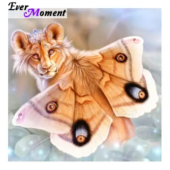 

Ever Moment Diamond Painting Handmade Cross Stitch Rhinestones Full Square Drill Diamond Embroidery Tiger Face Butterfly S2F1690