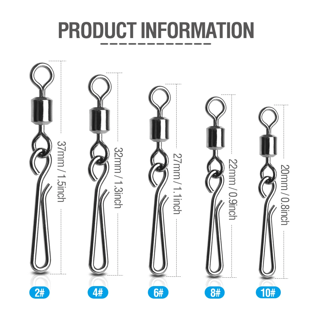 DONQL 10/20/50/лот рыболовный Соединитель с застежкой "булавка" подшипник роликовый поворотный из нержавеющей стали с защелкой снасть для приманки на рыболовецкий крючок аксессуары