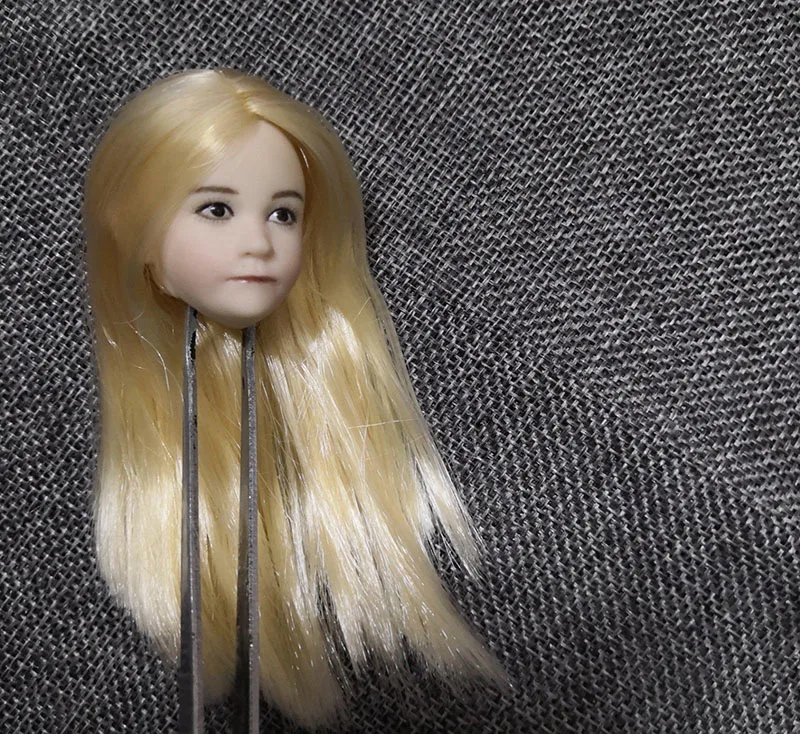Модель 1/6 года, красивая детская голова, модель головы маленькой девочки, светлые прямые волосы для фигуры, тело PH, бледный тон, фигура тела