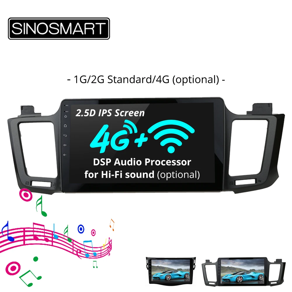 

SINOSMART 2.5D IPS/QLED Screen Car Audio Navigation GPS Player for Toyota RAV4 2006-2019, 32EQ DSP, 4G SIM Card Slot Optional