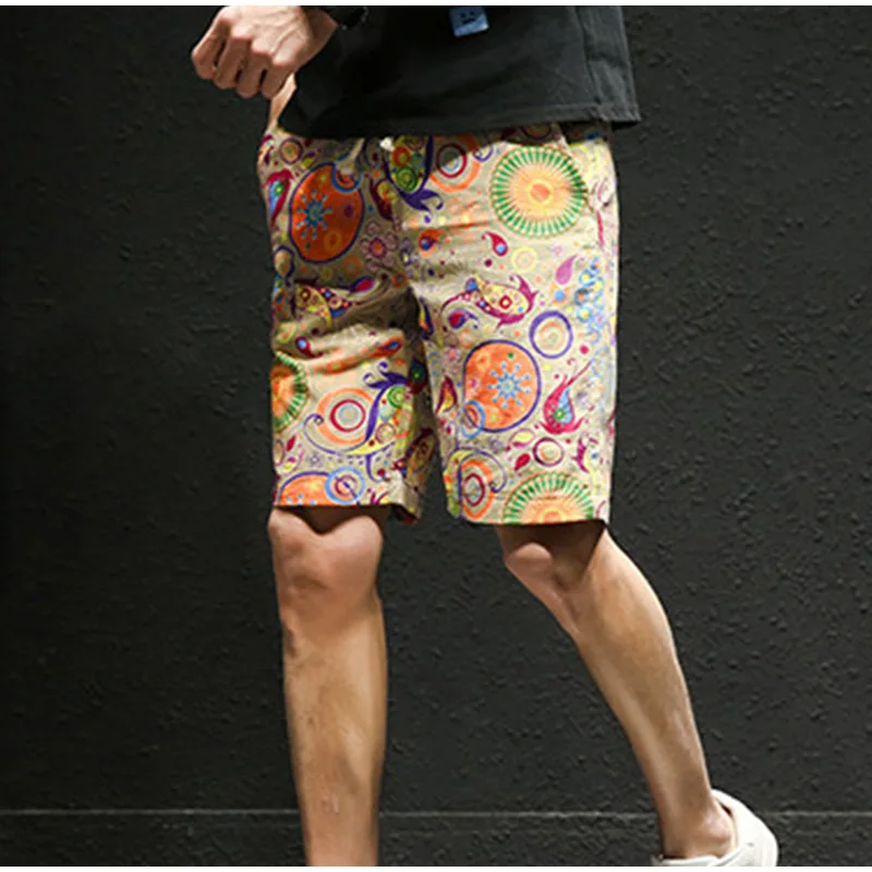Хлопковые льняные винтажные уличные мужские шорты с принтом полосатые повседневные облегающие рабочие шорты плюс 5XL 2019 летние мужские