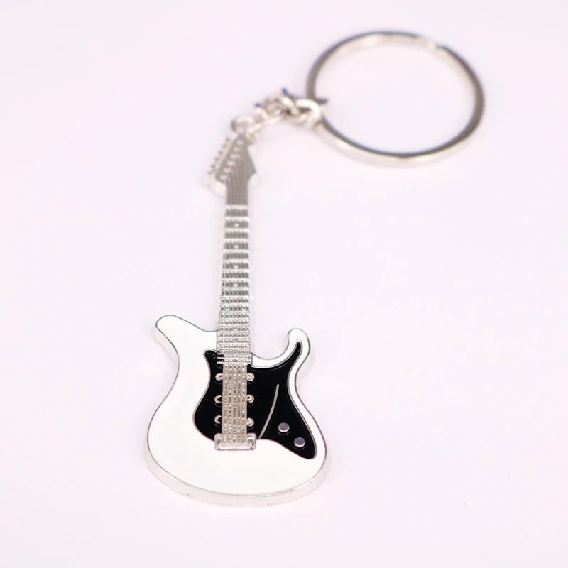 Брелок-гитара 1 шт. унисекс белый и черный Гитара брелок Классическая Пряжка брелок