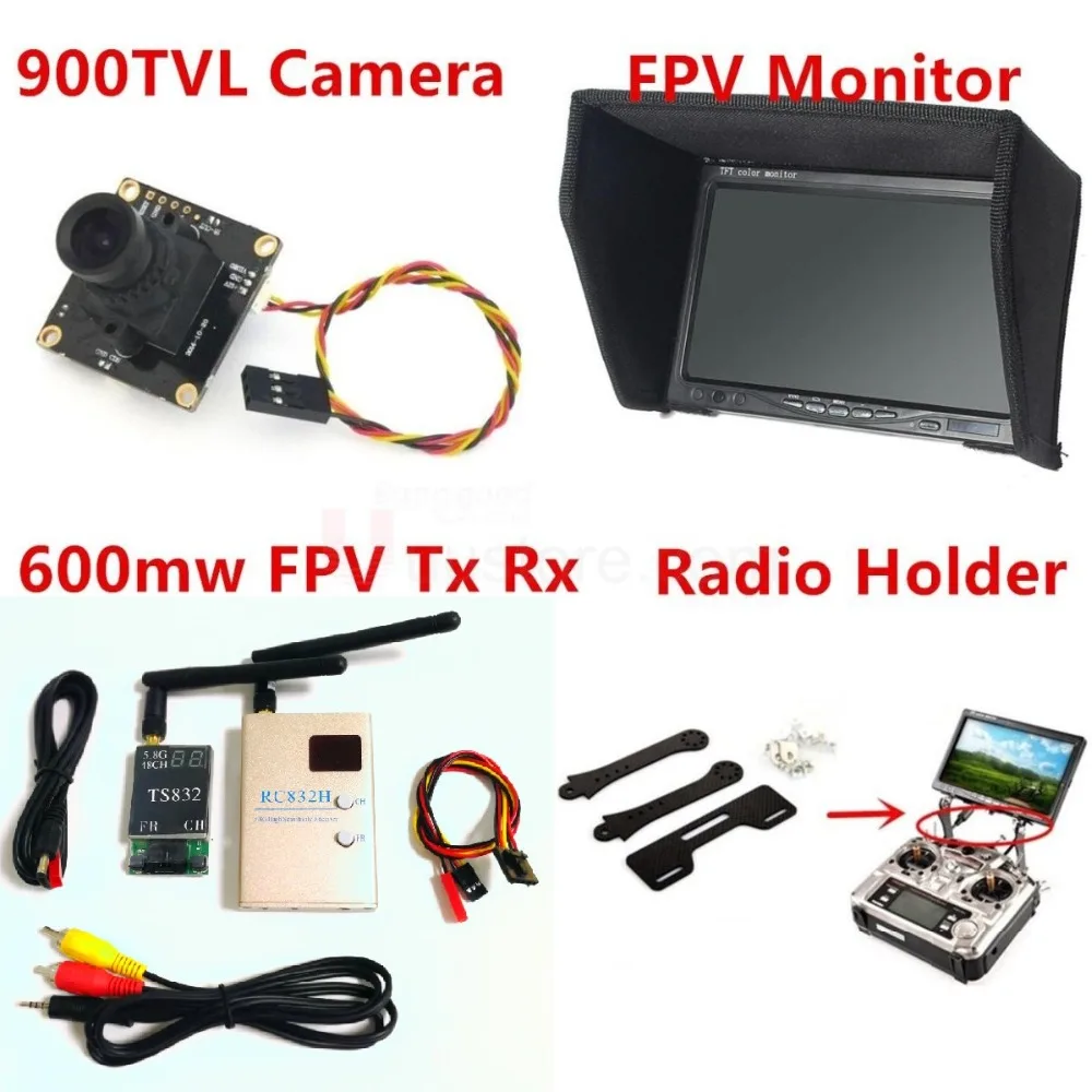 

New Fpv Kit Combo System 900TVL Camera 5.8Ghz 600mw 48CH TS832 transmitter RC832h Snow Monitor holder for Rc airplane