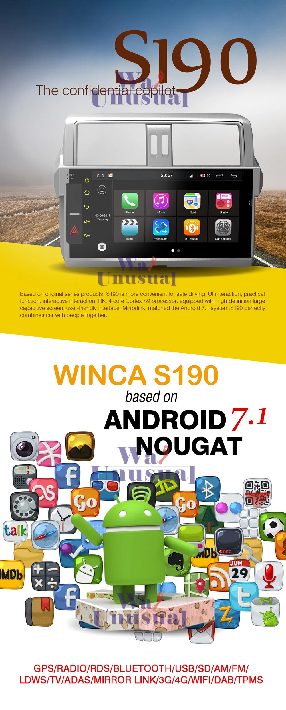 Discount WANUSUAL 7" WINCA S190 Android 7.1 Quad Core 2G+16G GPS Navigation for Kia Ceed 2006 2007 2008 2009 2010 2011 2012 with BT WIFI 1