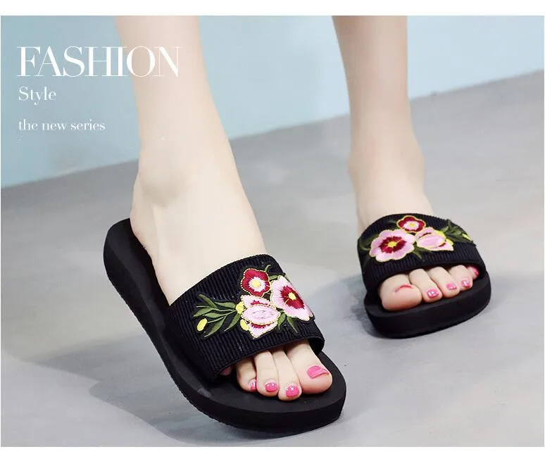 embroidery slippers women