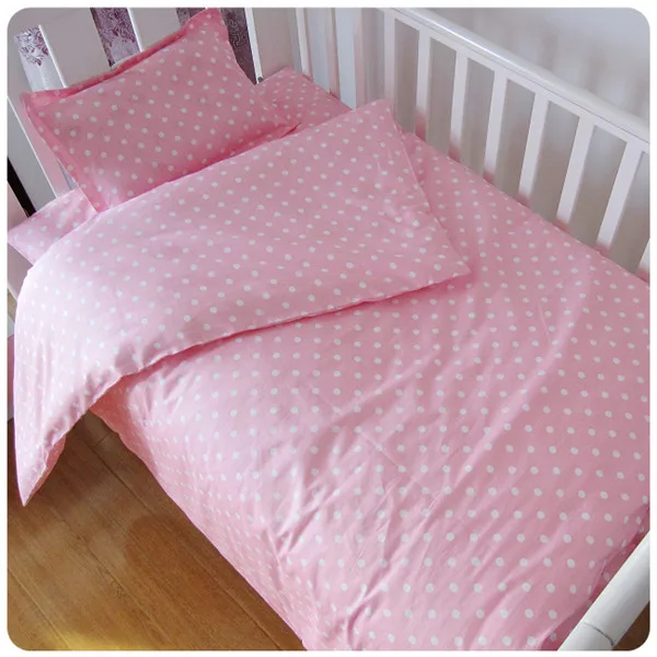Promotion 3pcs Dot Baby Bedding Set Baby Crib Cute Style Baby Cot