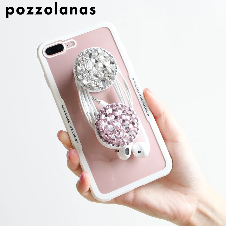 Pozzolanas Diamond Glitter Bling Phone Holder Extending