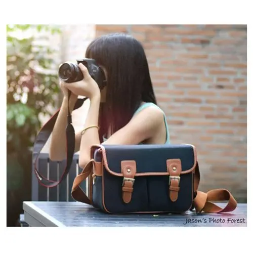 

EBOYU Hate Black Waterproof Vintage Canvas Camera Carry Case Bag Messenger Bag for DSLR Camera and Lens