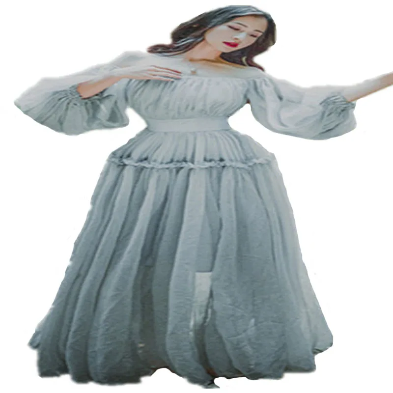 2017 الصيف فانوس كم قبالة الكتف موري فتاة لوليتا مائل العنق خمر الأميرة أزياء فستان طويل الجنية شاطئ حزب اللباس 2017 الصيف فانوس كم قبالة الكتف موري فتاة لوليتا مائل العنق خمر الأميرة أزياء فستان طويل الجنية شاطئ حزب اللباس