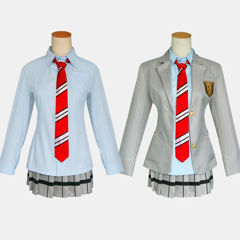 Beste Uw Liggen in April Miyazono Kaori Arima Kousei Cosplay Kostuum Japanse Anime School Uniformen Halloween Pak (Jas + Rok + Tie + s