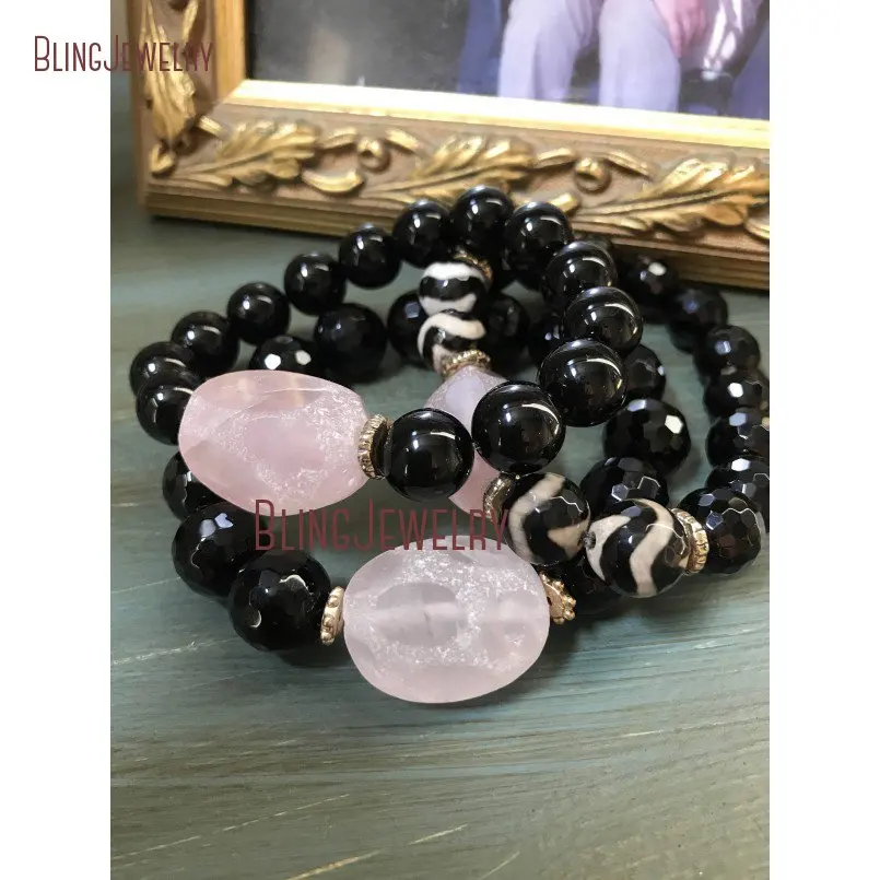 20181207-BM11304-pink and black unique glam stone bracelet boho accessory gift elegant style trendy jewelry_4
