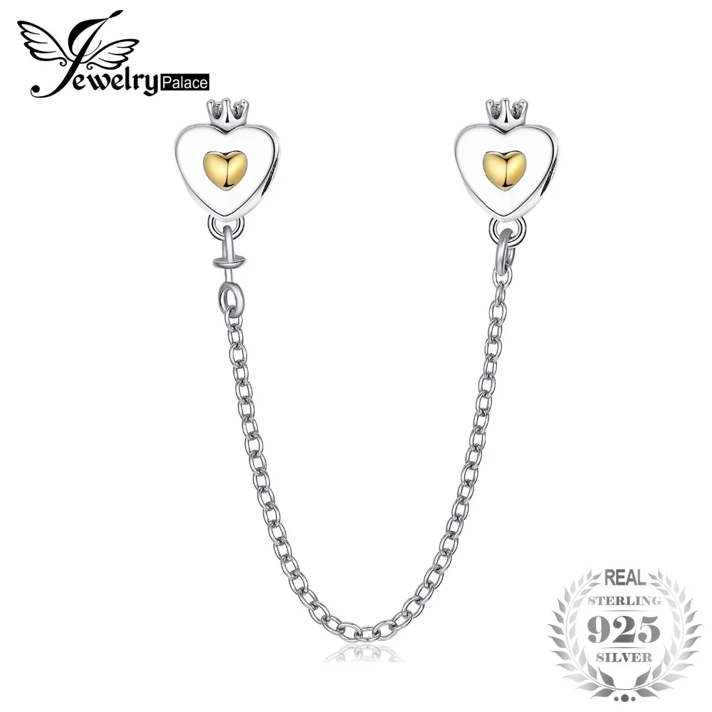 

Jewelrypalace 925 Sterling Silver Crown Heart Glitter Elegance Safety Chain For Mother And Daughter 2018 New Hot Sale