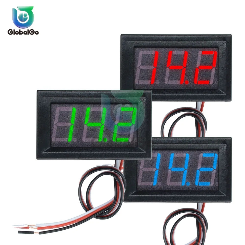 0.56/'/' 3 Wire 0-30V Green LED 3-Digit Display Voltmeter Volt Meter Panel Car