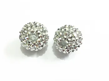 

20mm 100pcs/lot Silvery Rhinestone On Clear Beads,Resin Rhinestone Ball Beads,Chunky Beads For Kids Jewelry Making