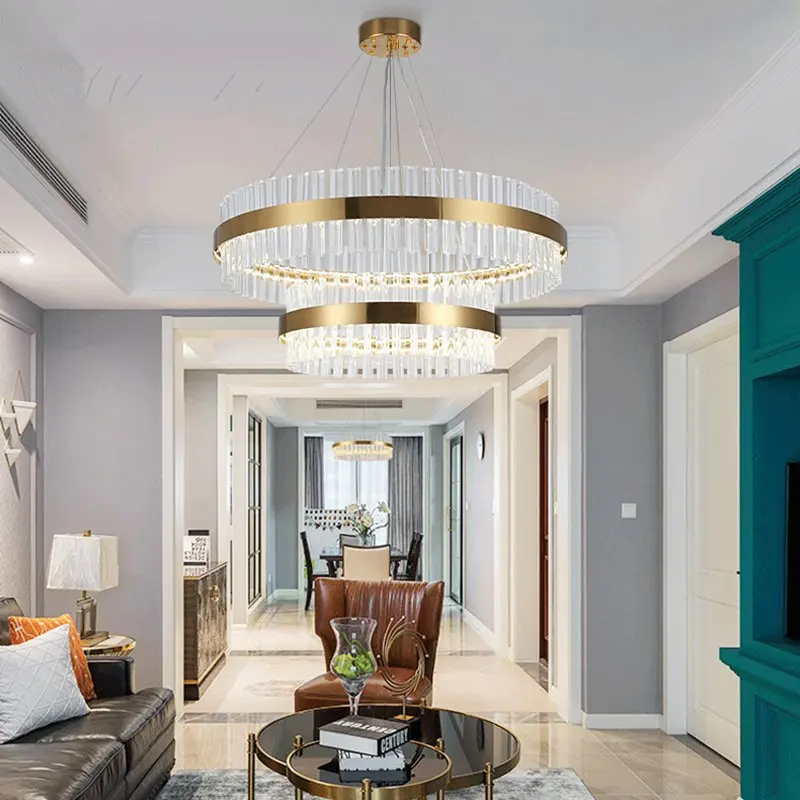 

Modern LED Crystal Chandelier Living Room Gold Lustres Pendant Lamps Lights Home Decor Hanging Lamps Lighting Fixtures Luminaire