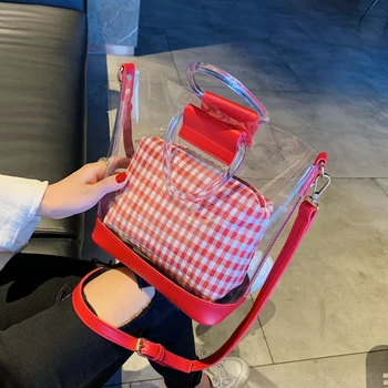 

Leader Show Fashion Women Messenger Bags Brand Design Shoulder Bag Clear Transparent PU Composite Messenger Bags Female Handbags