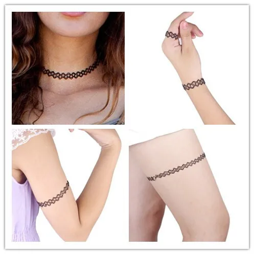 Choker Necklaces Stretch Gothic Tattoo Henna Bracelets and Rings 30 Pieces  