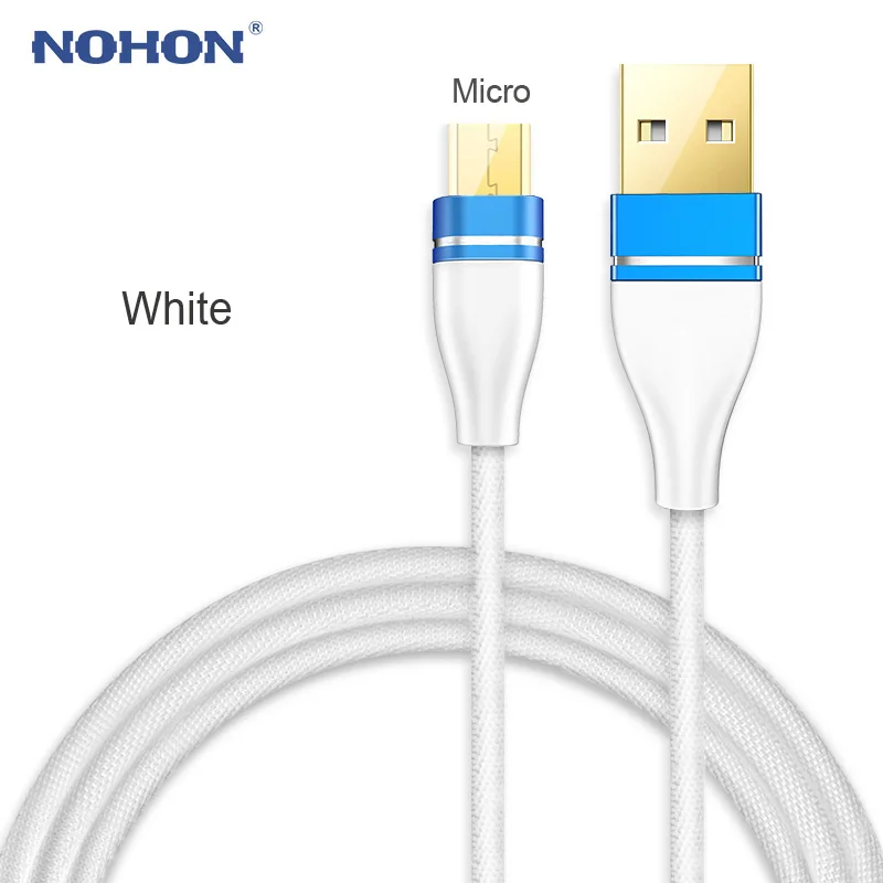 NOHON 3 в 1 USB кабель позолоченный USB кабель для зарядного устройства для iPhone 8 7 6 6S Plus iOS 10 9 8 type C Micro USB-C кабели для телефонов Android - Цвет: For Micro White