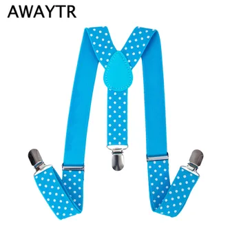 

AWAYTR NEW 2017 New Boys Girls Suspenders Unisex Clip-on Braces Elastic Slim Suspender 2.5cm Wide Adjustable Dot Suspender