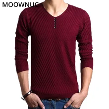 Мужской осенний свитер модный Homme пуловер тонкий теплый мужской полосатый умный Повседневный свитер джемпер с v-образным вырезом MOOWNUC MWC