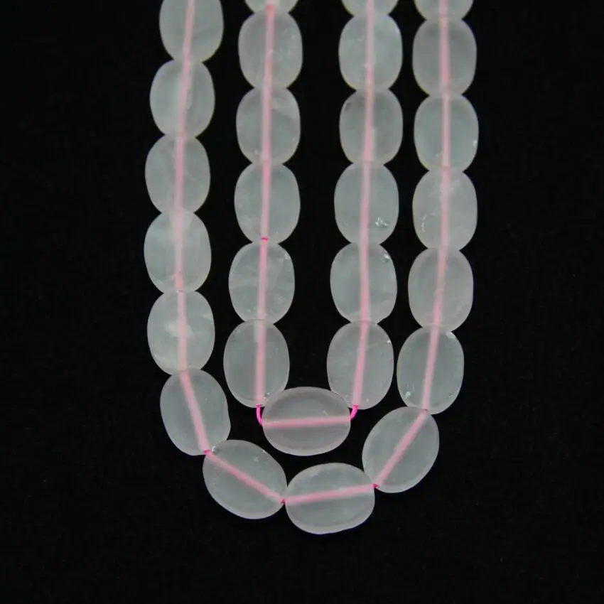 24pcs strand Natural Pink Quartz Matted Oval Beads Spacers Bracelet